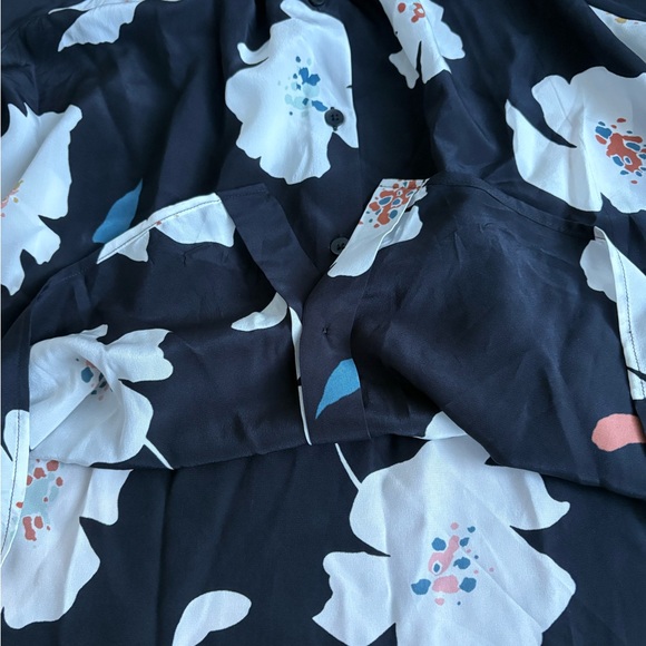 Tucker Classic Silk Blouse - Shadow Flowers - Women's Top, ECU - Picture 10 of 14